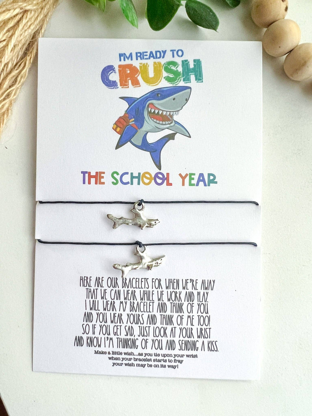 Shark Crush Back to School Wish Bracelet Mommy and Me